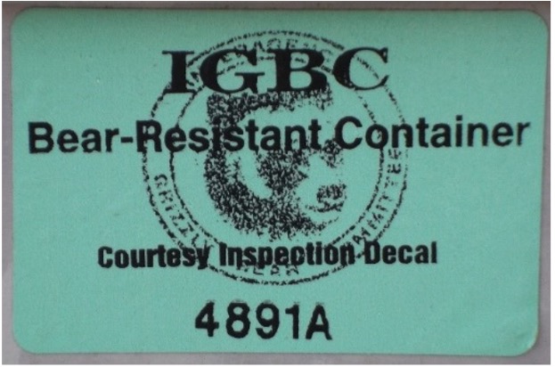 Bear-Resistant Container Inspection Decal